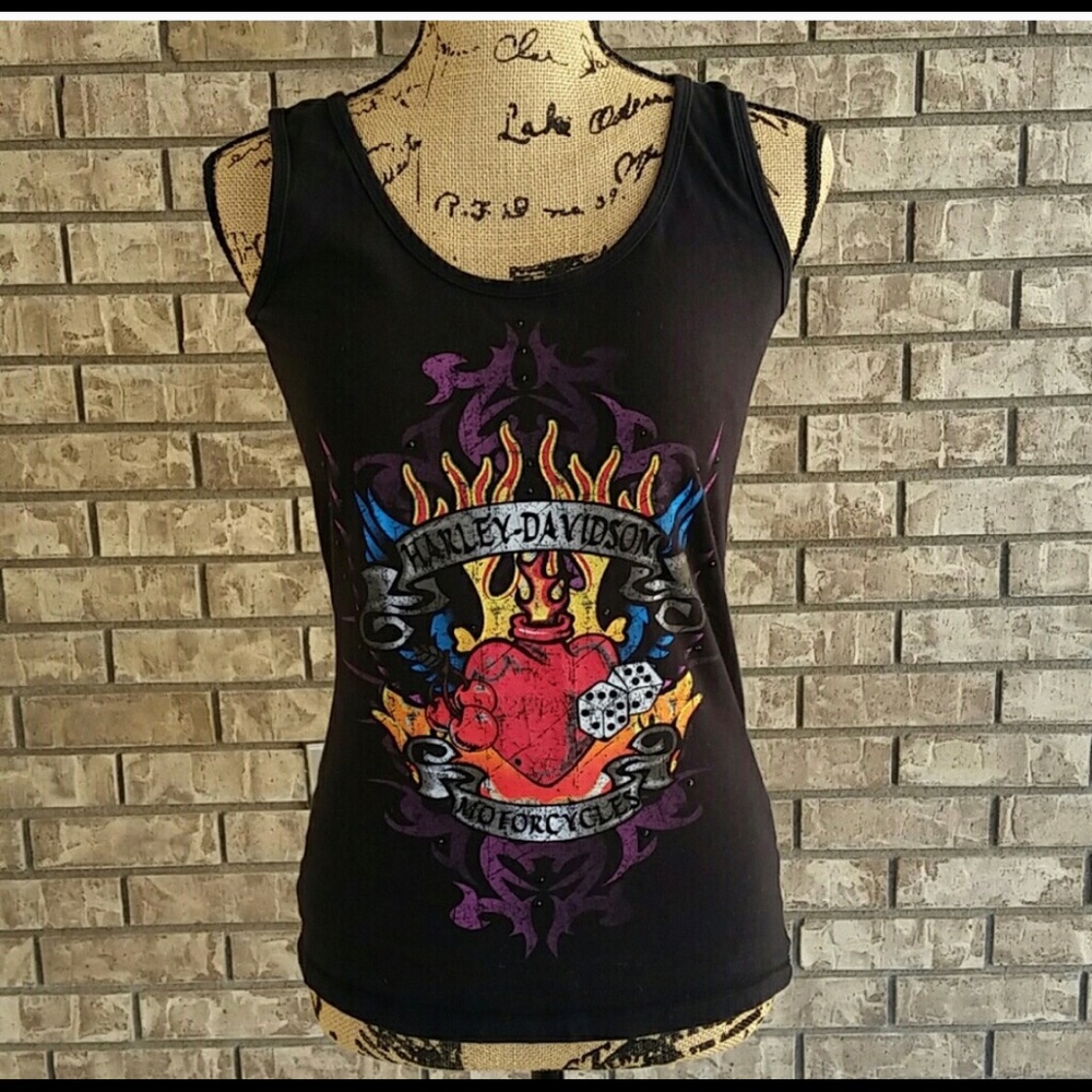 Harley Davidson Women's Tank top motorcycle heart